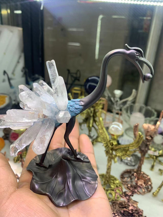 Birds made of crystal clusters