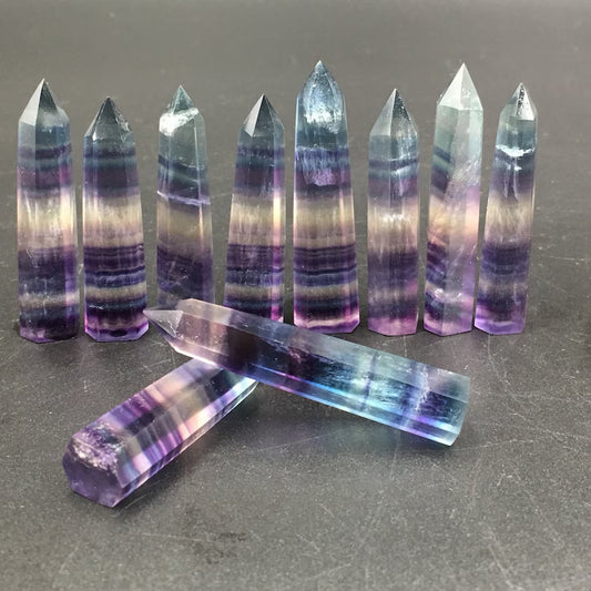 40mm+ Natural rainbow fluorite Quartz Crystal Obelisk,Crystal Wand piont