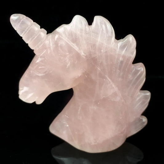 2" Natural Rose Quartz Unicorn,Quartz Crystal Animal,Home Decoration,